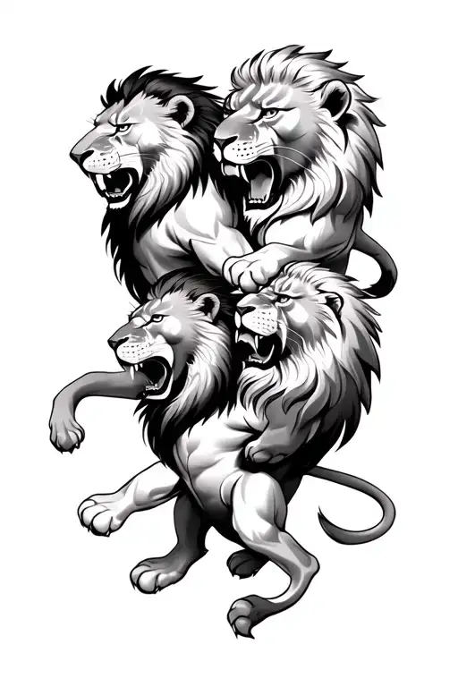 3 Male Lions Fighting