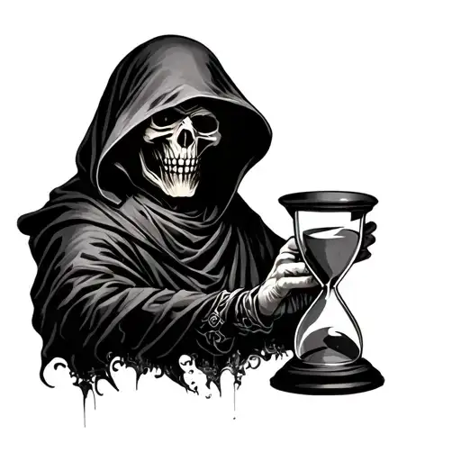 Grim Reaper Holding An Hour Glass