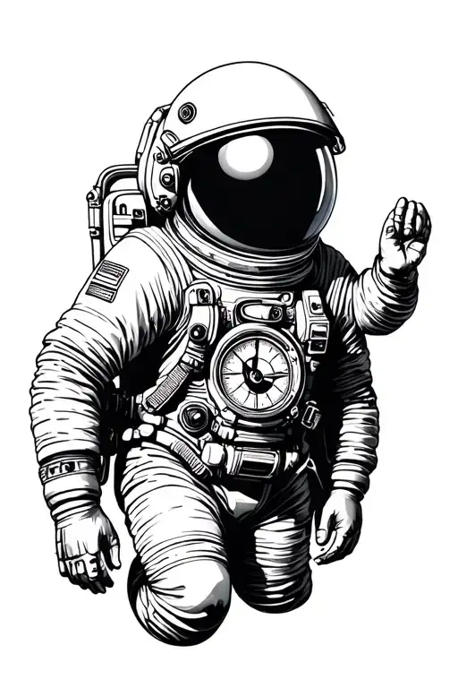 Astronaut In Space With A Compass