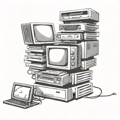 A Stack Of Computers Banksy Style