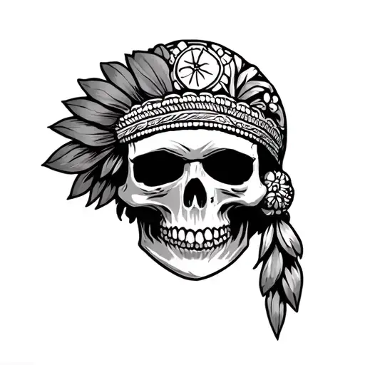 American Tradtional Black And Gray Tattoo Of A Skull
