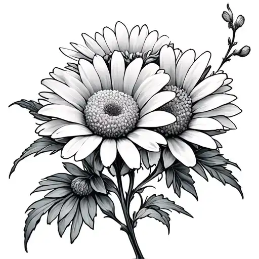 Aster Flowers Sleeve Tattoo Design