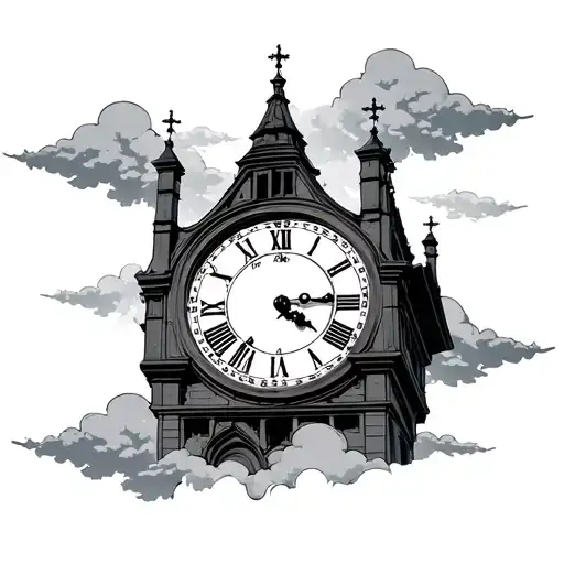 Clock Tower With Clouds