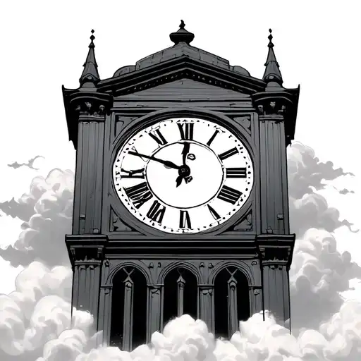 Clock Tower With Clouds Surrounding