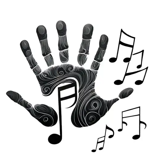 Thea Hand Prints Music Note Intertwined