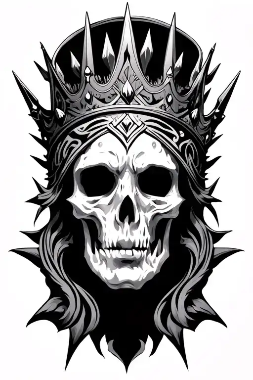 Surrounding Crown With Spikes And Tribal Blackwork