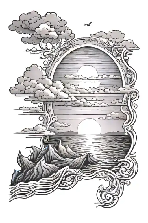 Sunset With Rays Coming Down From Heaven Down On A River