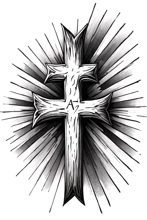 Triple Cross Tattoo With Rainbow Background