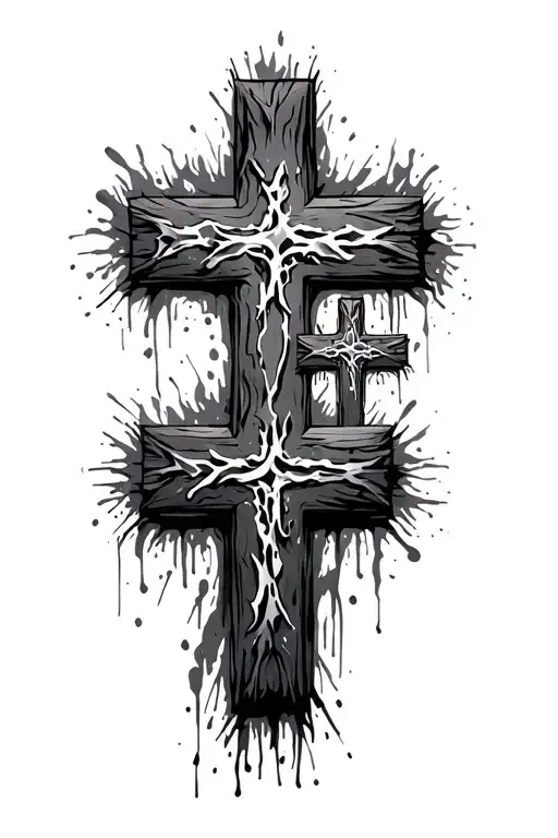 Three Decrepit Crosses Next To Each Other