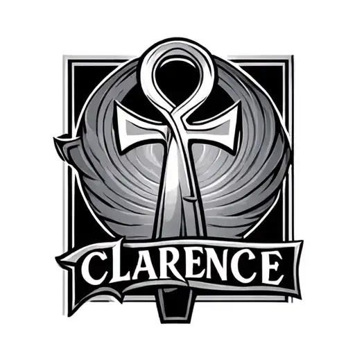 The Name Clarence With A Ankh Symbol Intertwined