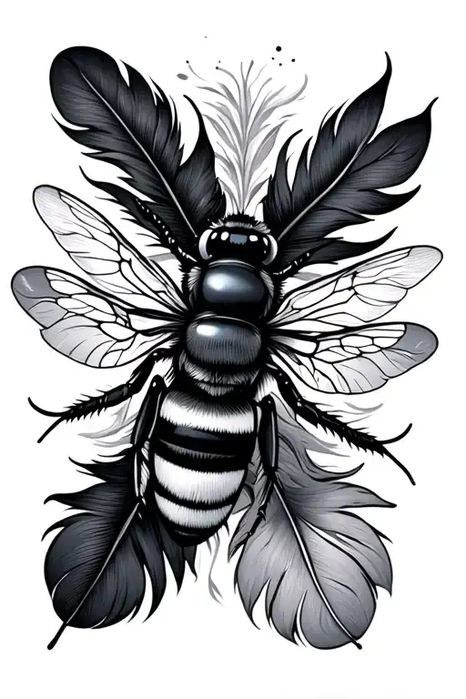 Feather And Bee Hovering