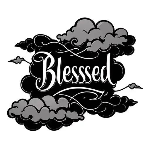 The Word Blessed Surrounded By Clouds