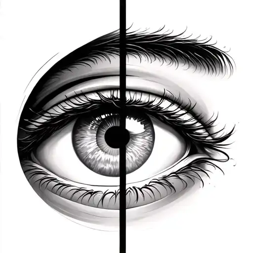 Eye And Spinning Top On Both Sides Representing Dream State And Reality