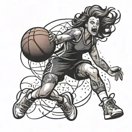 A Bikini Girl Playing Basketball Player Dunking