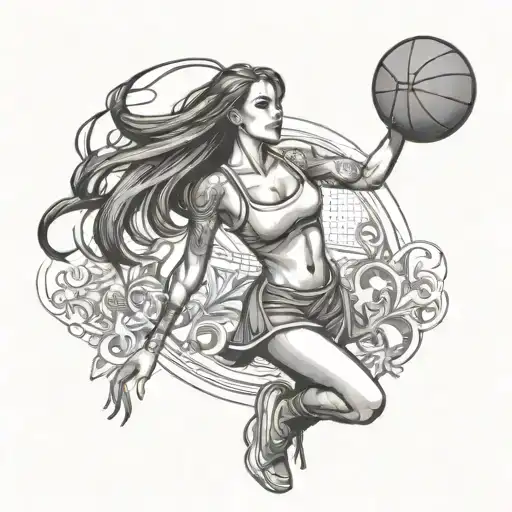 A Bikini Girl Playing Basketball With Bikini Dress
