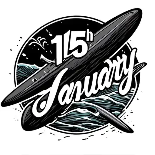 Surf Board With 15Th January Written Inside