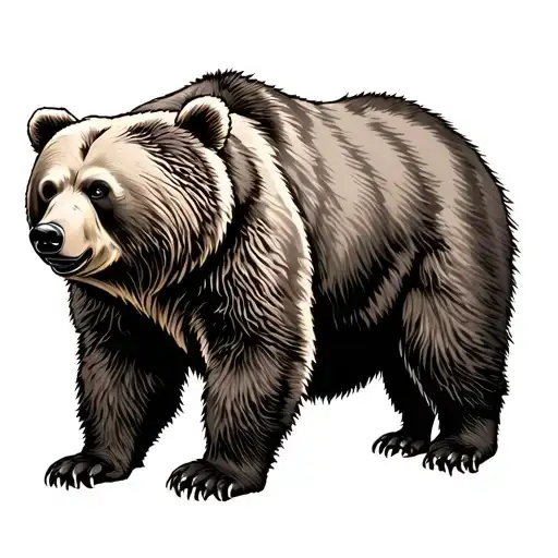 Grizzly Bear Tattoo On Upper Back