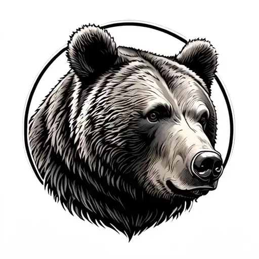 Grizzly Bear Tattoo On Upper Back