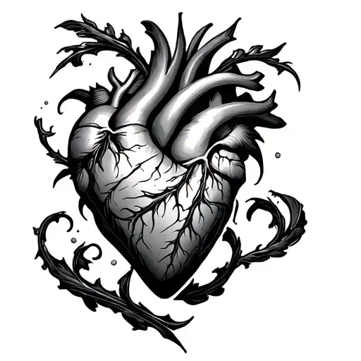 Half Chest Tattoo Of A Heart Going Out Of Sevice