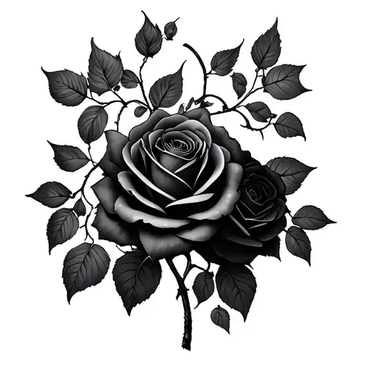 Black Roses On Vines Growing