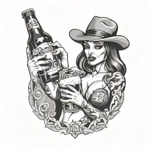 Bogan Drinking Beer With Bikini Babes