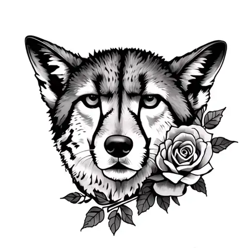 Cheetah Wolf And Roses