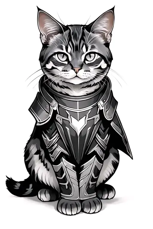 Standing Cat With An Armor Full Body