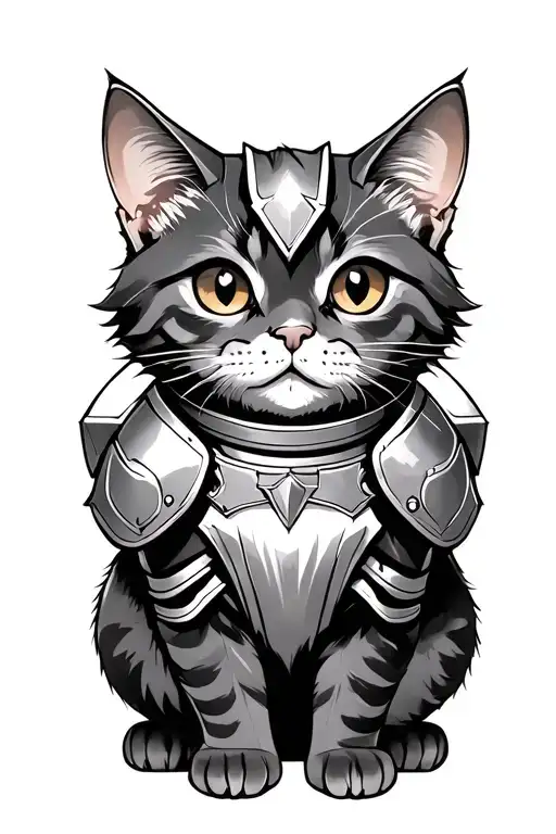 Standing In 2 Legs Cat With An Armor Full Body