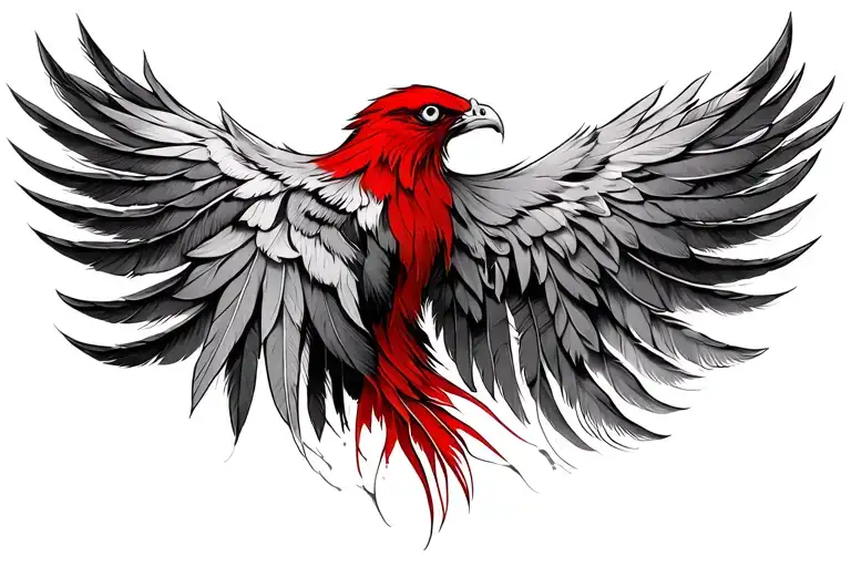 Red Tail Feathers Transforming