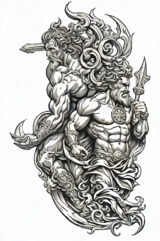 Poseidon God And Hercules God Atlas Holding
