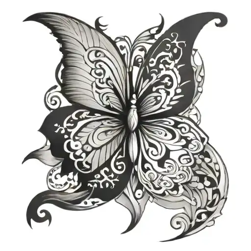 Pisces Glyph With Butterfly