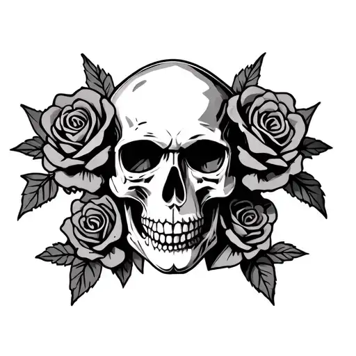 Old Norse Skull With Roses