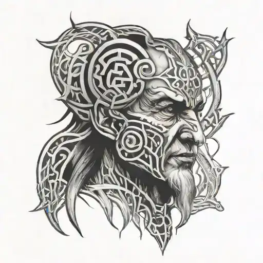 Elder Runes Face Tattoo That Go Over A Eye Surrounded