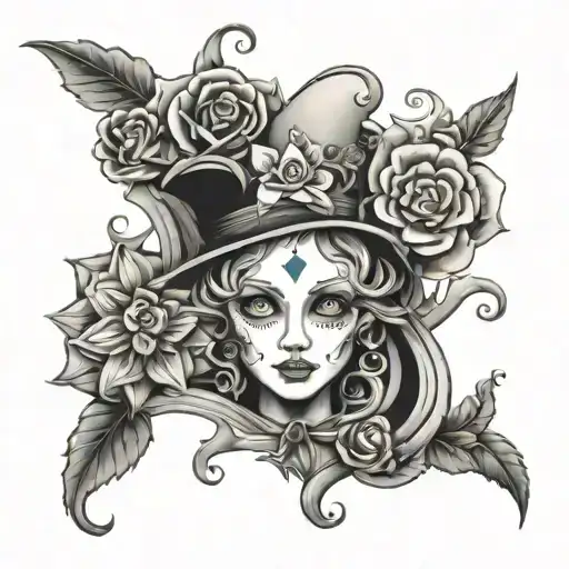 Garden Of Flowers With Faces Similar To Tim Burton's Alice In Wonderland