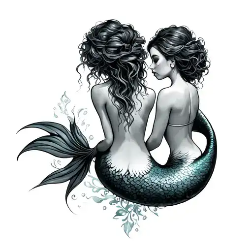 Back View Mermaid Sitting