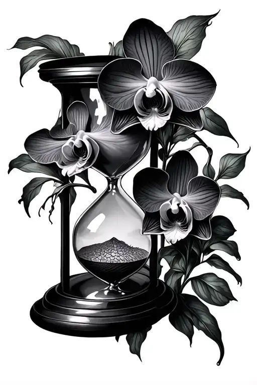 Hirondelle And Orchid In A Hourglass