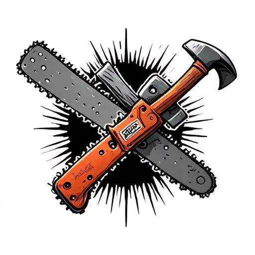 Crossed Chainsaw And Axe
