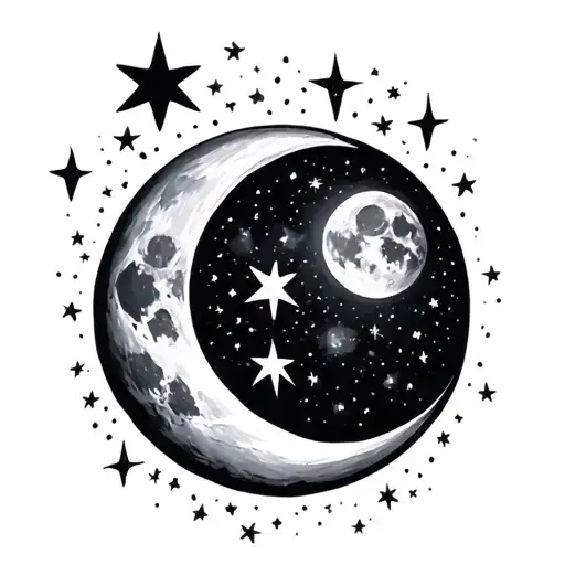 Full Moon Surrounded By Stars