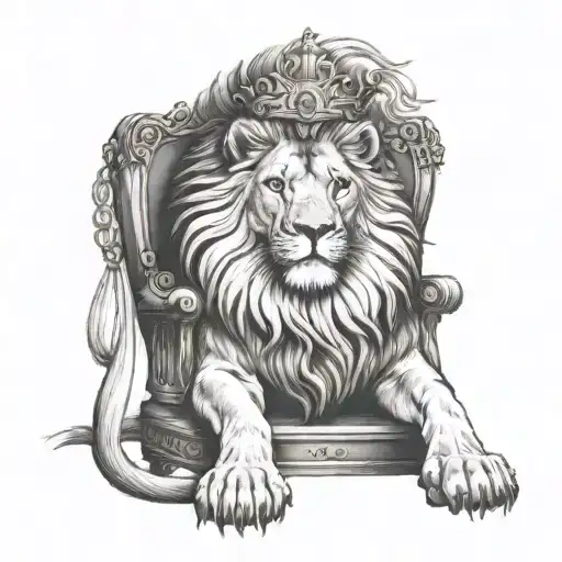 Lion Sitting On A Throne