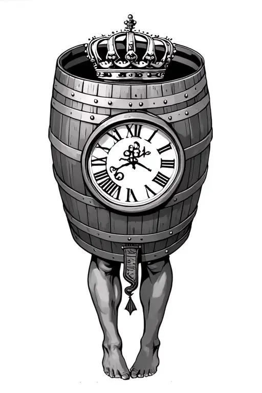 Whiskey Barrel With Roman Numerals And A Kings Crown Above It Realistic Without Legs