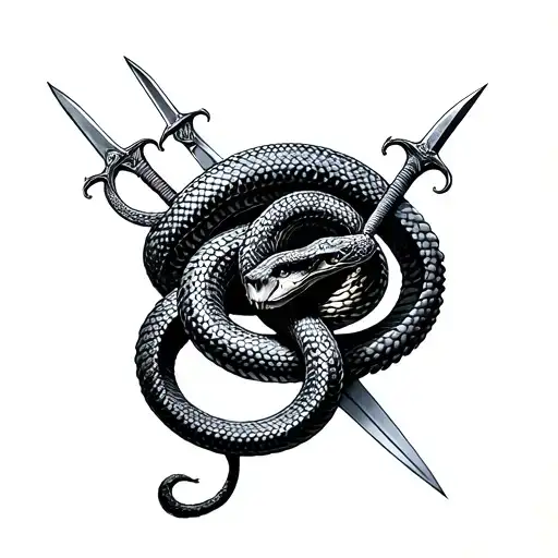 Snake And Swords Around The Neck