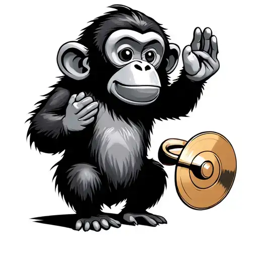 Cartoon Funny Monkey Clapping Cymbals
