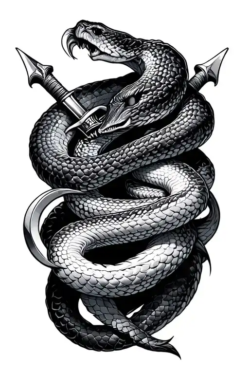 Snake And Swords Around The Neck