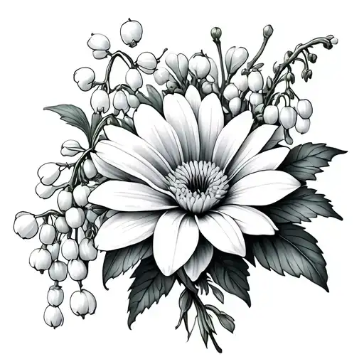 Chrysanthemum And Lily Of The Valley And Aster Flower