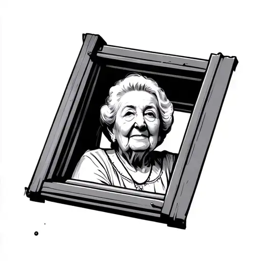 A Grandma Looks Curiously From A Sloping Roof Window