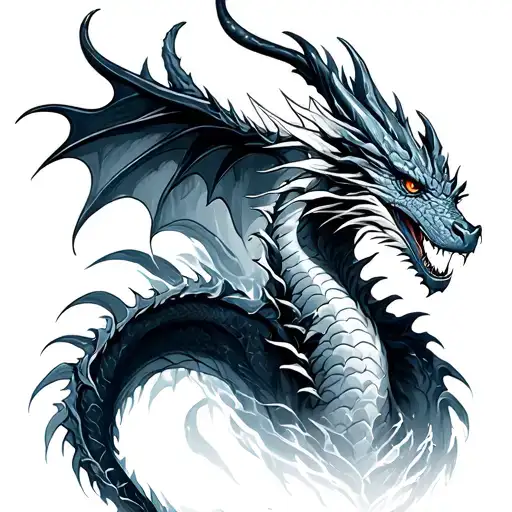 Mythological Dragon In An Icy Nature Scene