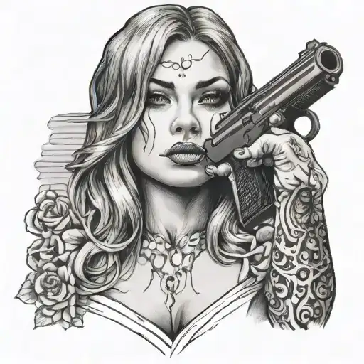 Woman Face With Gun
