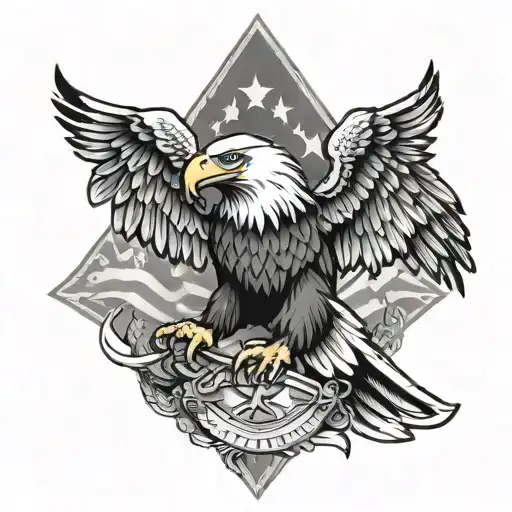 Veteran Tattoo Design With Eagle