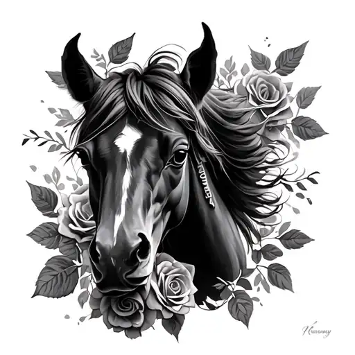 Mustang And Roses