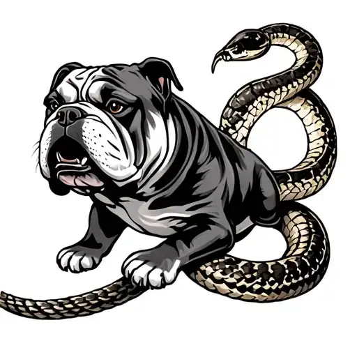 Bulldog Fighting Rattlesnake